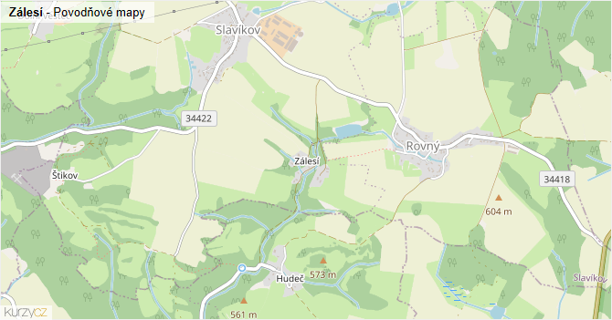 Zálesí - záplavové mapy stoleté vody