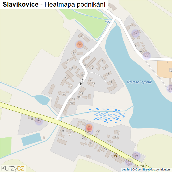 Mapa Slavíkovice - Firmy v části obce.