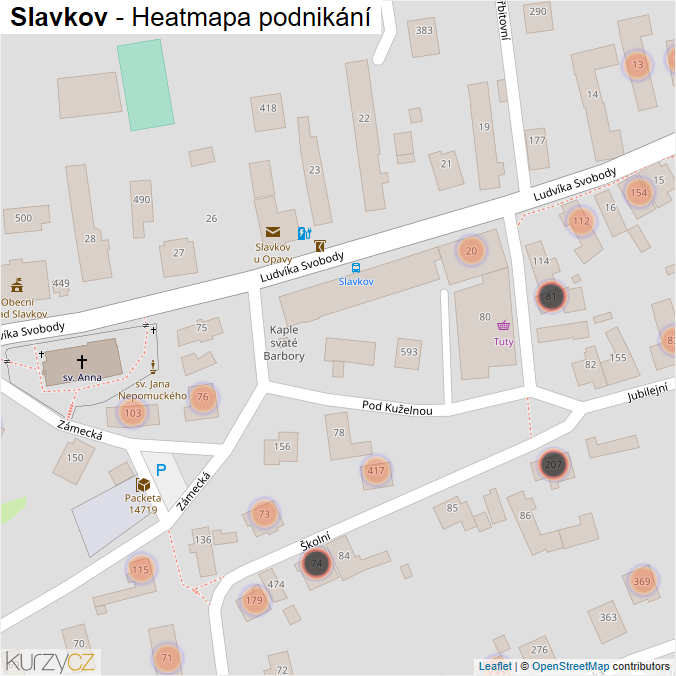 Mapa Slavkov - Firmy v obci.