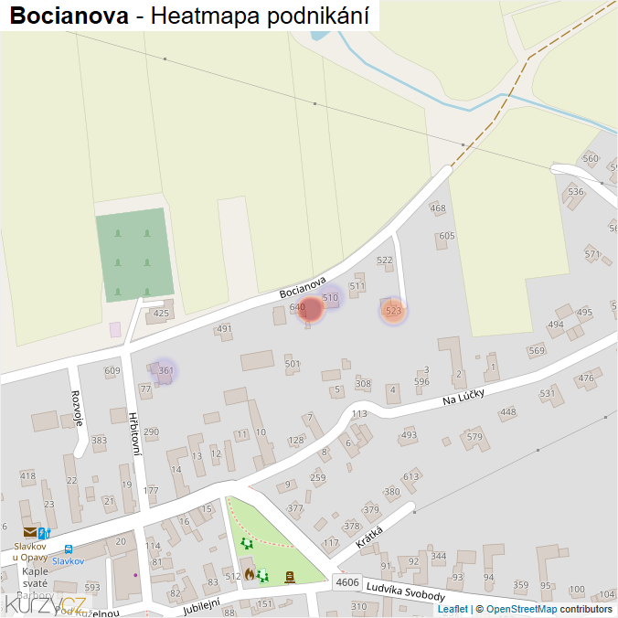 Mapa Bocianova - Firmy v ulici.