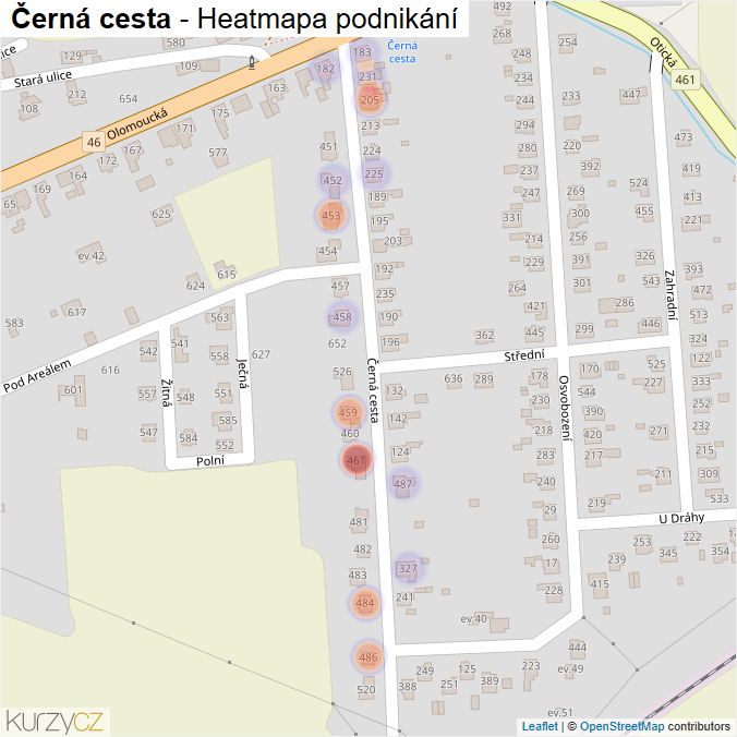 Mapa Černá cesta - Firmy v ulici.
