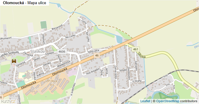 Olomoucká - mapa ulice