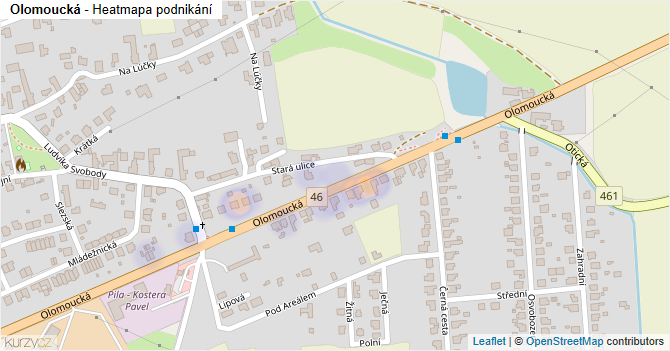 Olomoucká - mapa podnikání