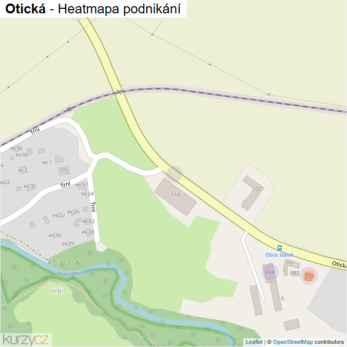 Mapa Otická - Firmy v ulici.