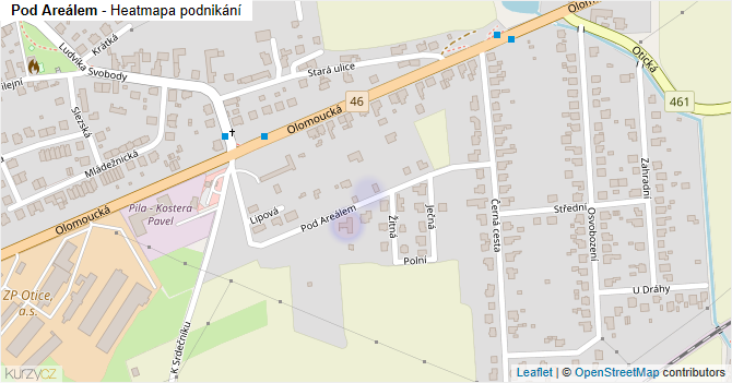 Pod Areálem - mapa podnikání