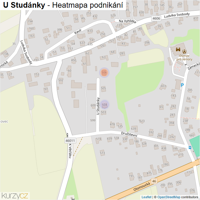 Mapa U Studánky - Firmy v ulici.
