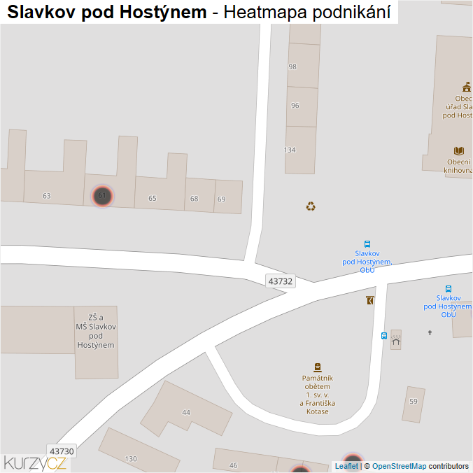 Mapa Slavkov pod Hostýnem - Firmy v obci.