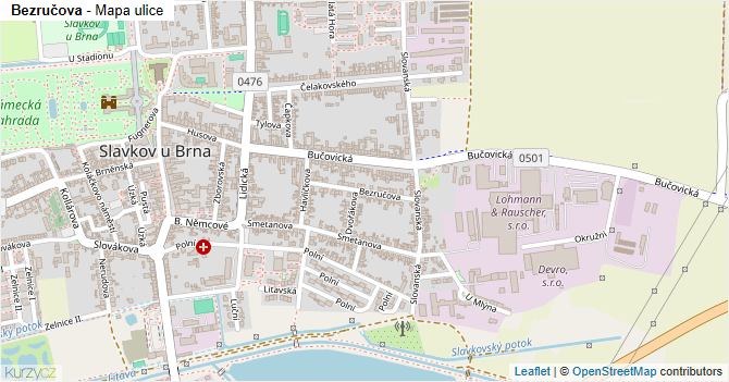 Bezručova - mapa ulice