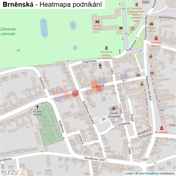 Mapa Brněnská - Firmy v ulici.