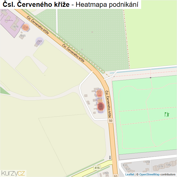 Mapa Čsl. Červeného kříže - Firmy v ulici.