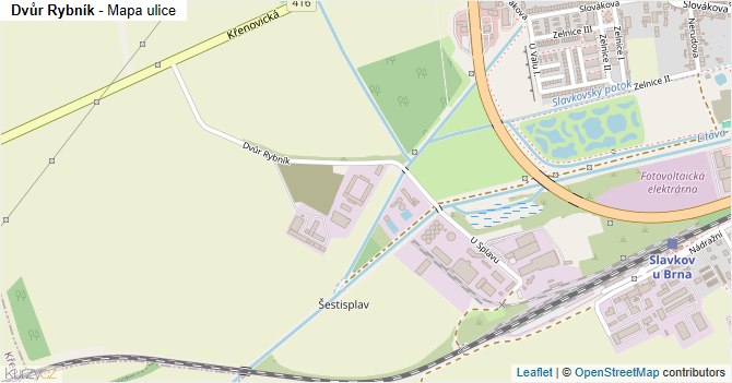 Dvůr Rybník - mapa ulice