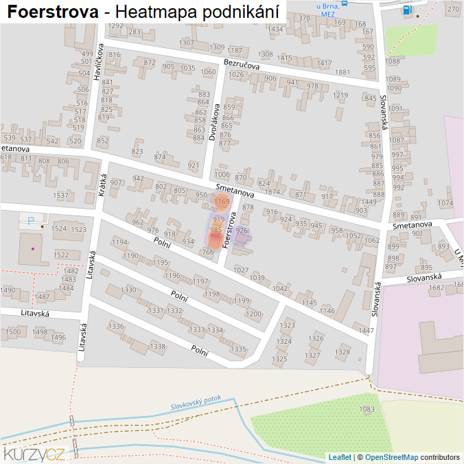 Mapa Foerstrova - Firmy v ulici.
