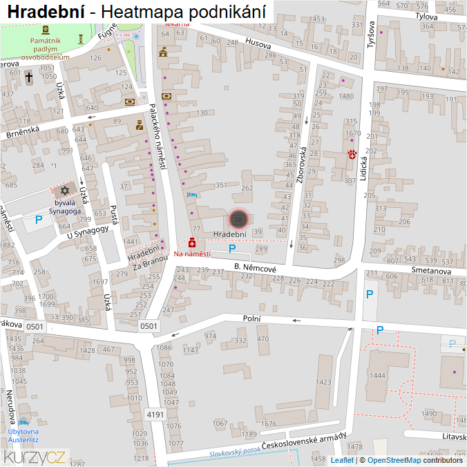 Mapa Hradební - Firmy v ulici.