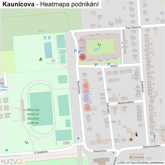 Mapa Kaunicova - Firmy v ulici.