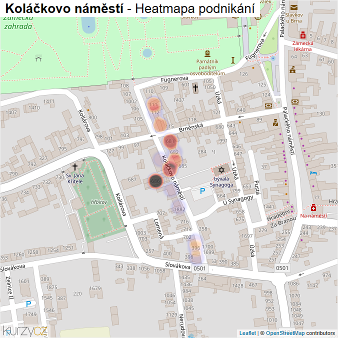 Mapa Koláčkovo náměstí - Firmy v ulici.