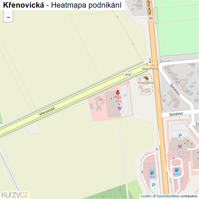 Mapa Křenovická - Firmy v ulici.