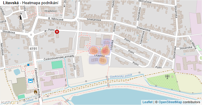 Litavská - mapa podnikání
