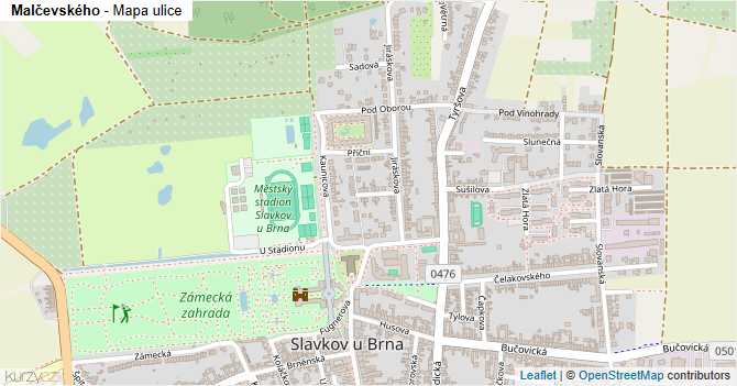 Malčevského - mapa ulice