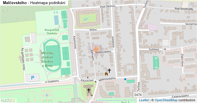Malčevského - mapa podnikání