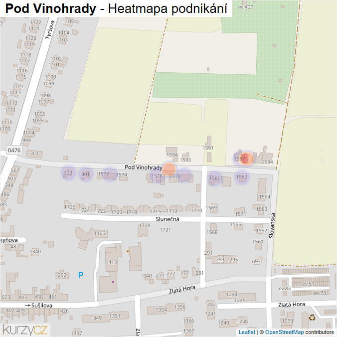 Mapa Pod Vinohrady - Firmy v ulici.