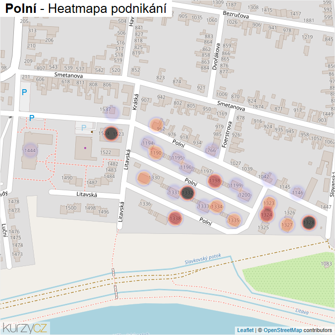 Mapa Polní - Firmy v ulici.