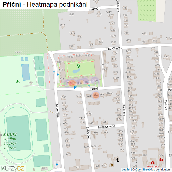 Mapa Příční - Firmy v ulici.