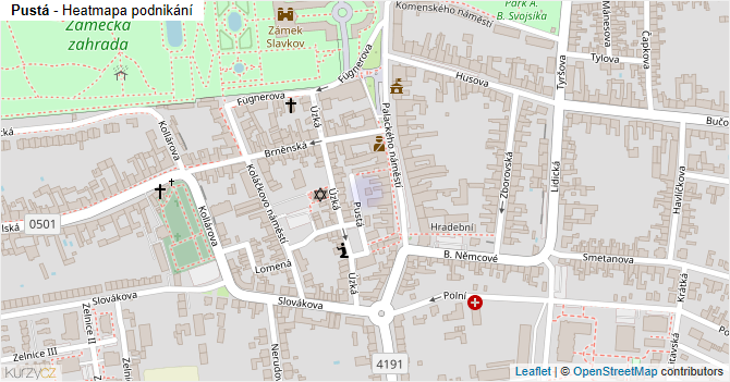 Pustá - mapa podnikání