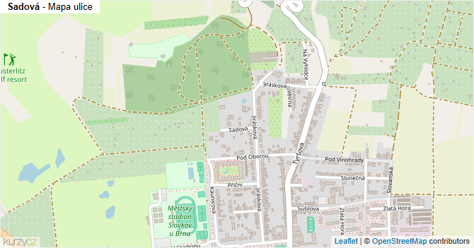 Sadová - mapa ulice