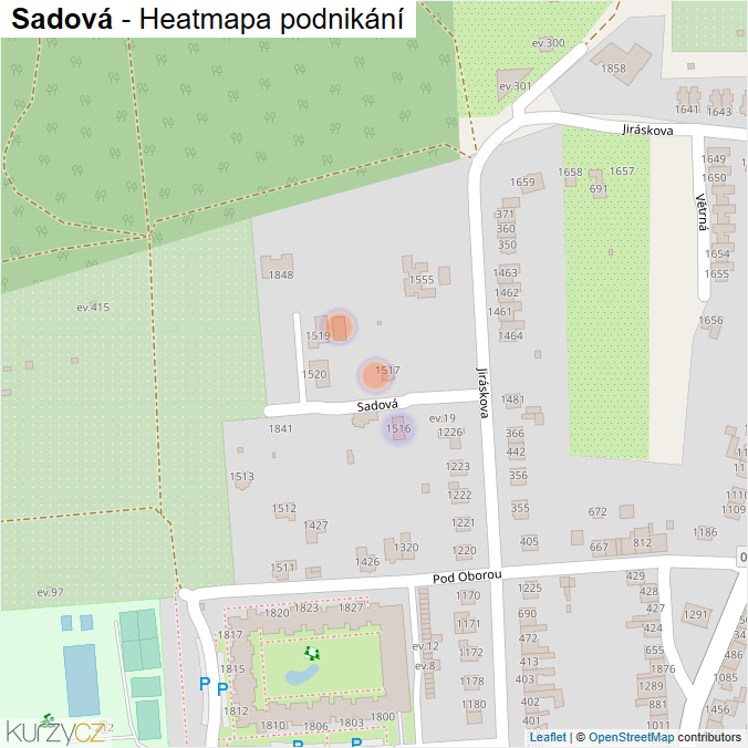 Mapa Sadová - Firmy v ulici.