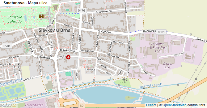 Smetanova - mapa ulice
