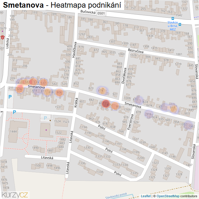 Mapa Smetanova - Firmy v ulici.
