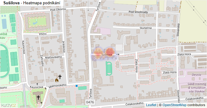 Sušilova - mapa podnikání