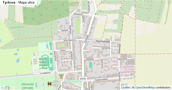 Tyršova - mapa ulice