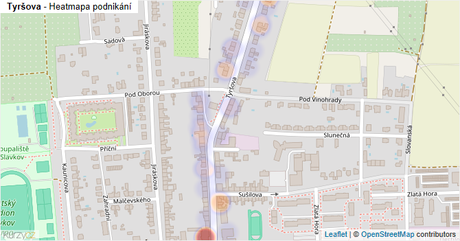 Tyršova - mapa podnikání