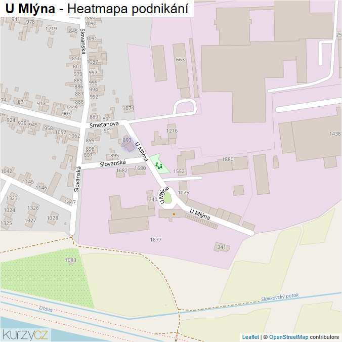 Mapa U Mlýna - Firmy v ulici.