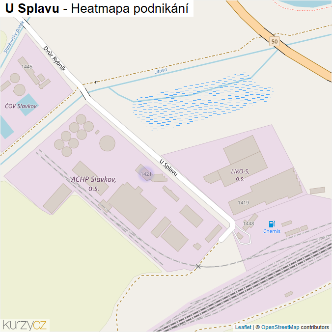 Mapa U Splavu - Firmy v ulici.