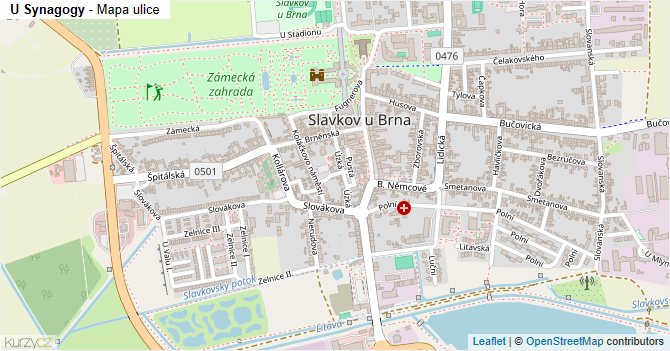 U Synagogy - mapa ulice