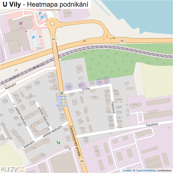 Mapa U Vily - Firmy v ulici.