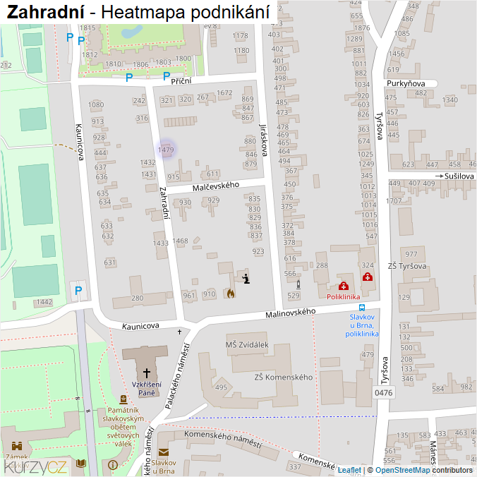 Mapa Zahradní - Firmy v ulici.