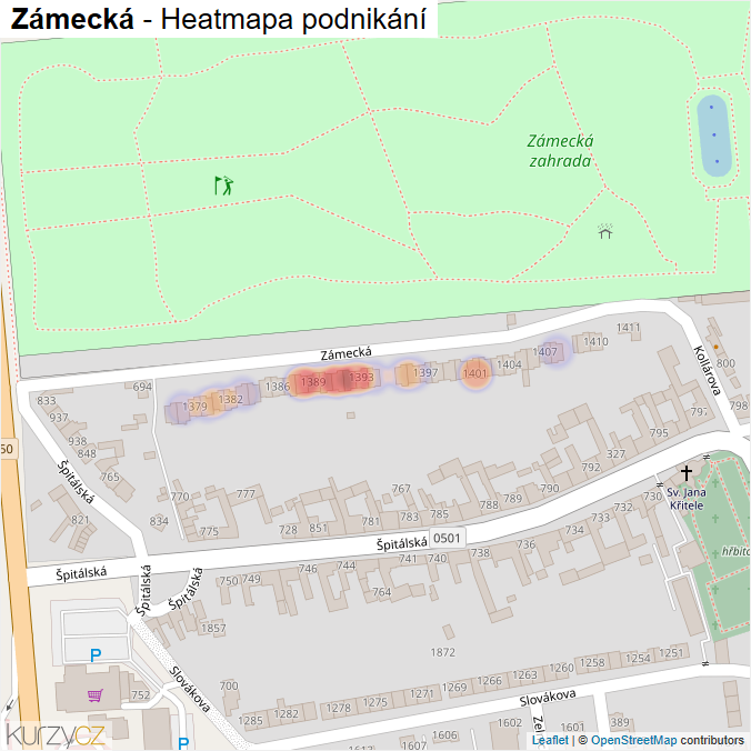 Mapa Zámecká - Firmy v ulici.