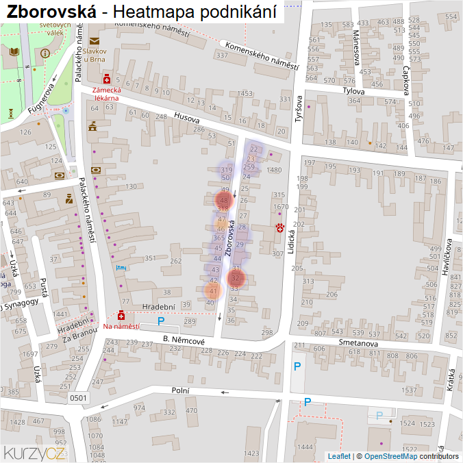 Mapa Zborovská - Firmy v ulici.