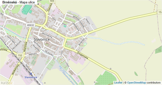 Brněnská - mapa ulice