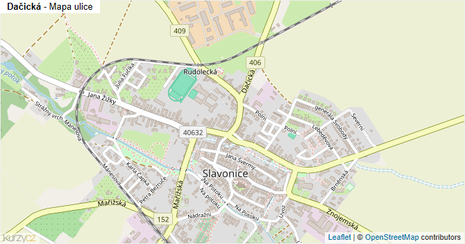 Dačická - mapa ulice