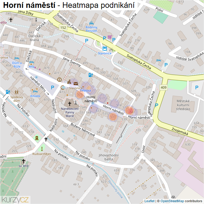 Mapa Horní náměstí - Firmy v ulici.