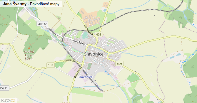 Jana Švermy - záplavové mapy stoleté vody