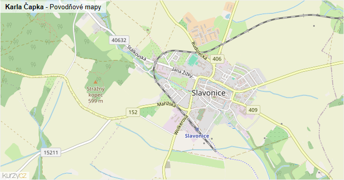 Karla Čapka - záplavové mapy stoleté vody