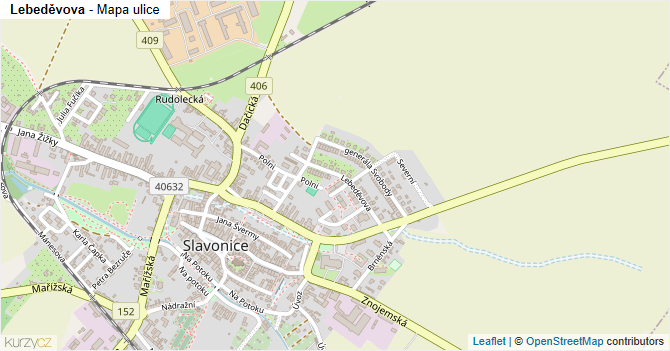Lebeděvova - mapa ulice