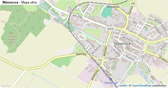 Mánesova - mapa ulice