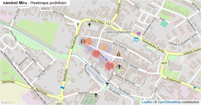 náměstí Míru - mapa podnikání