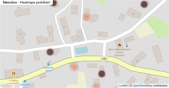 Slavoňov - mapa podnikání